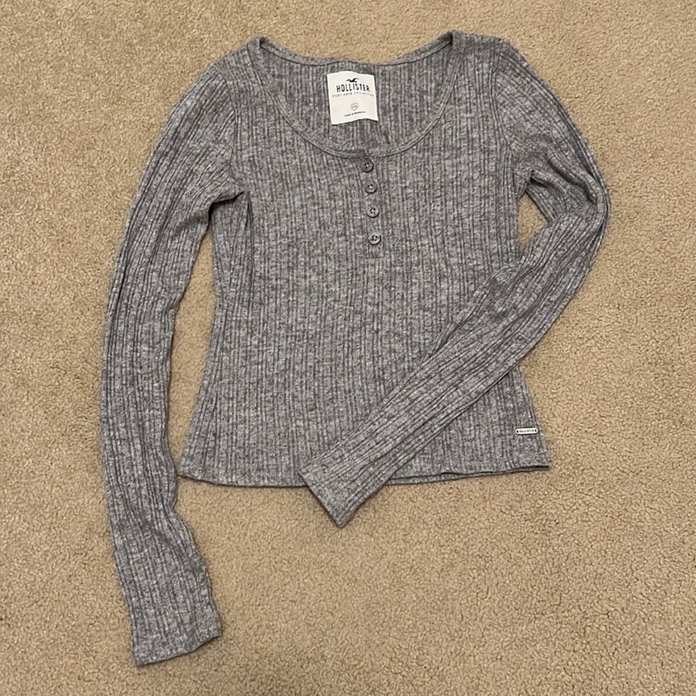 Long-sleeve ribbed crop top, Hollister